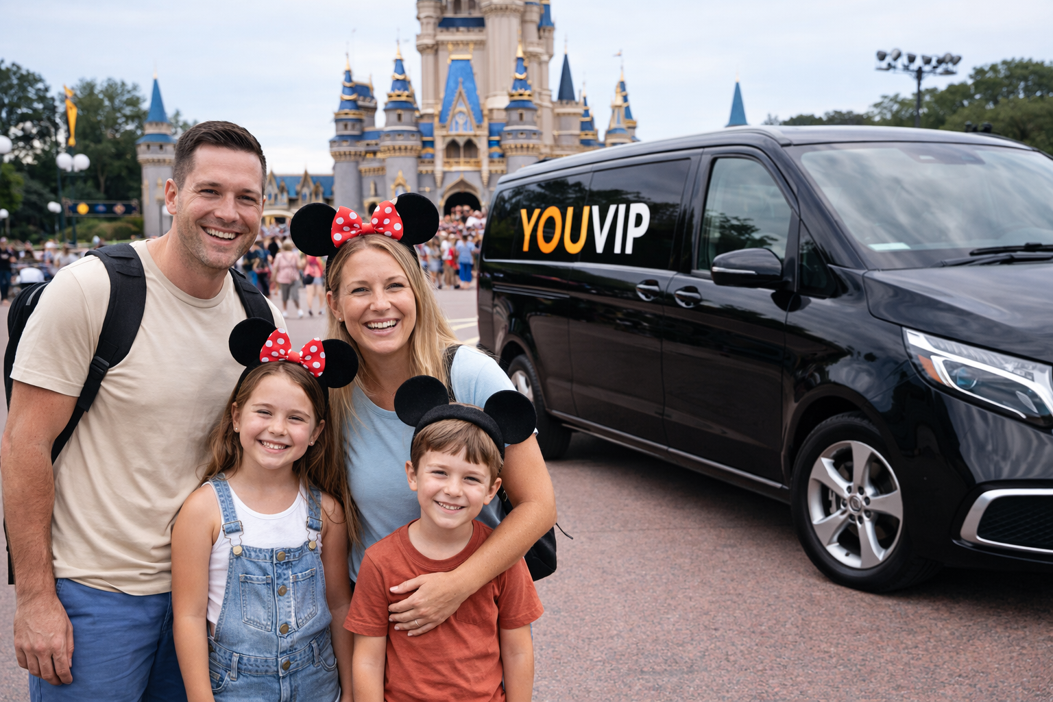 Family enjoying Orlando with a YouVip rental vehicle